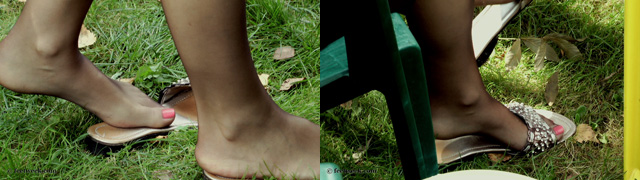 Nylon feet in the park